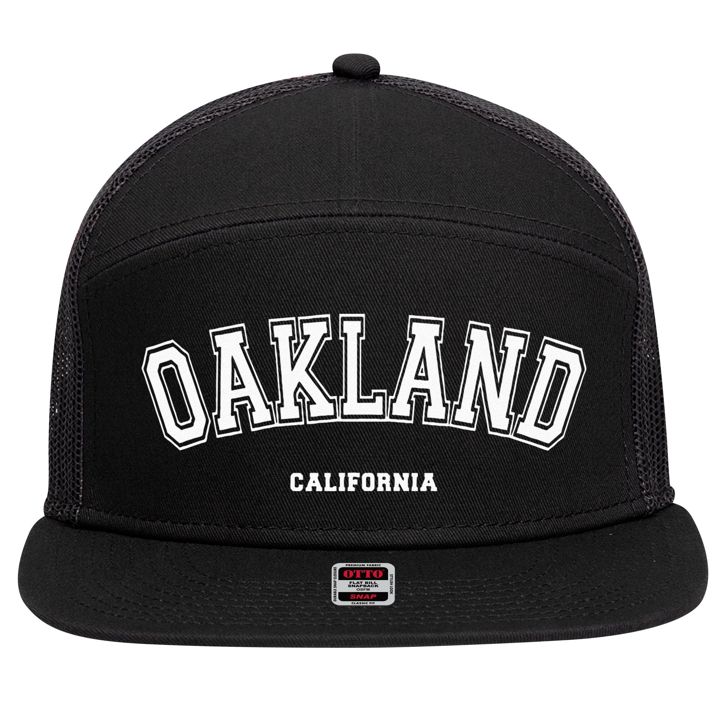 Oakland California 7 Panel Mesh Trucker Snapback Hat