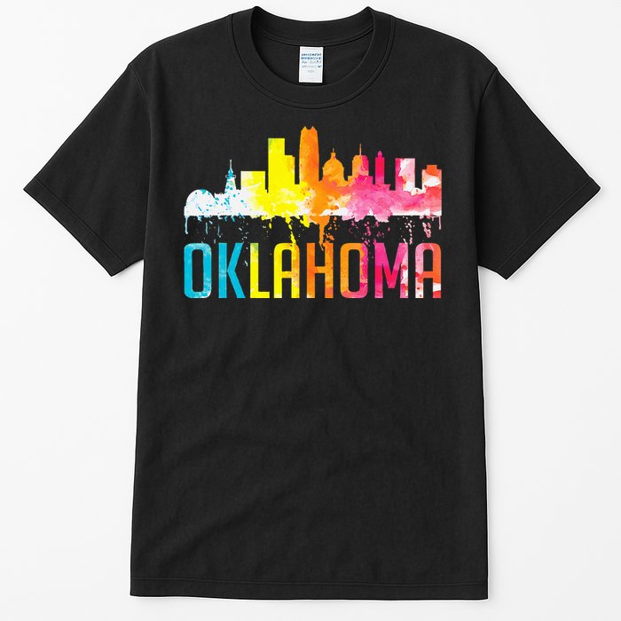 Oklahoma City Ok Retro Watercolor Skyline Tall T-Shirt