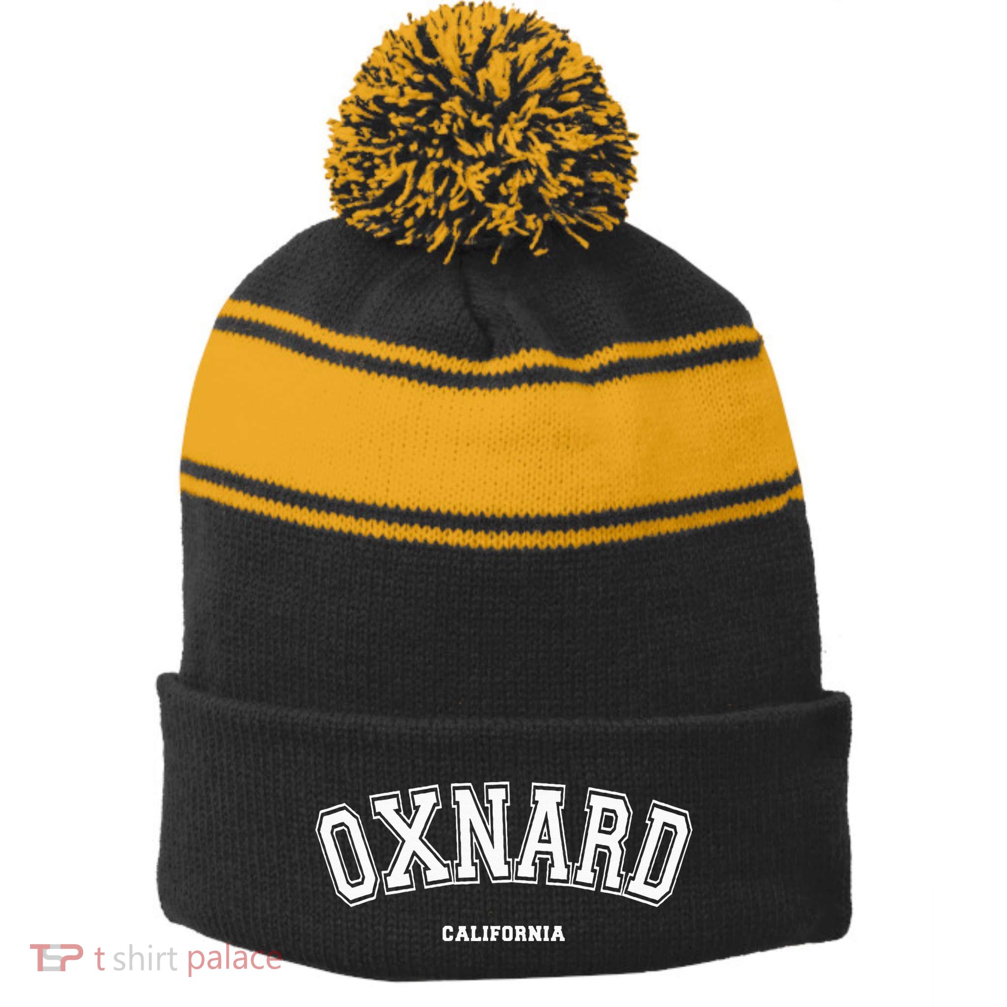 Oxnard California Stripe Pom Pom Beanie