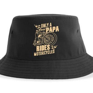 Only Cool Papa Rides Motorcycles Funny Fathers Day Sustainable Bucket Hat