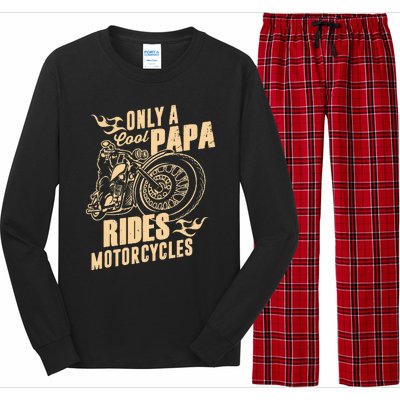 Only Cool Papa Rides Motorcycles Funny Fathers Day Long Sleeve Pajama Set