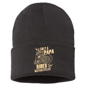 Only Cool Papa Rides Motorcycles Funny Fathers Day Sustainable Knit Beanie