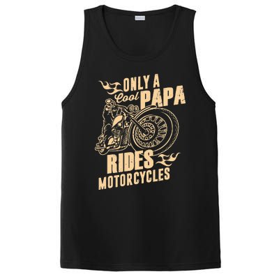 Only Cool Papa Rides Motorcycles Funny Fathers Day PosiCharge Competitor Tank