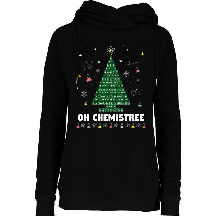 Oh Chemistree Periodic Table Chemistry Christmas Tree Womens Funnel Neck Pullover Hood