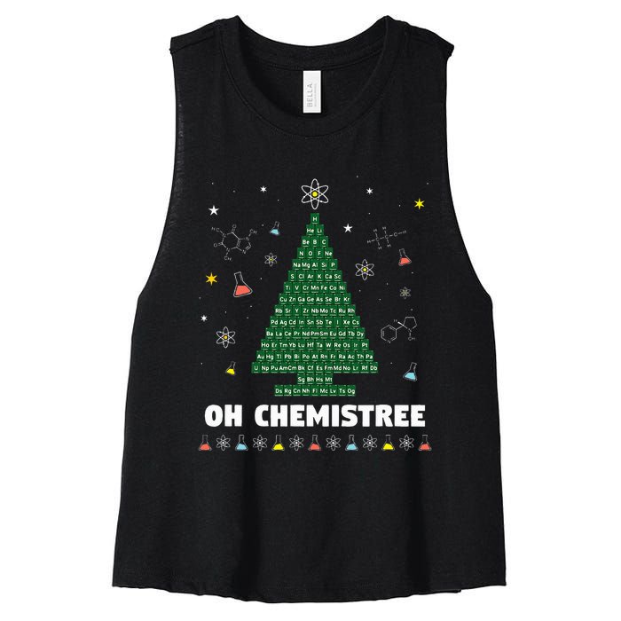 Oh Chemistree Periodic Table Chemistry Christmas Tree Women's Racerback Cropped Tank