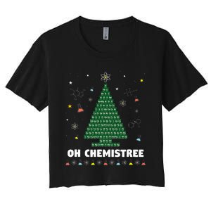 Oh Chemistree Periodic Table Chemistry Christmas Tree Women's Crop Top Tee