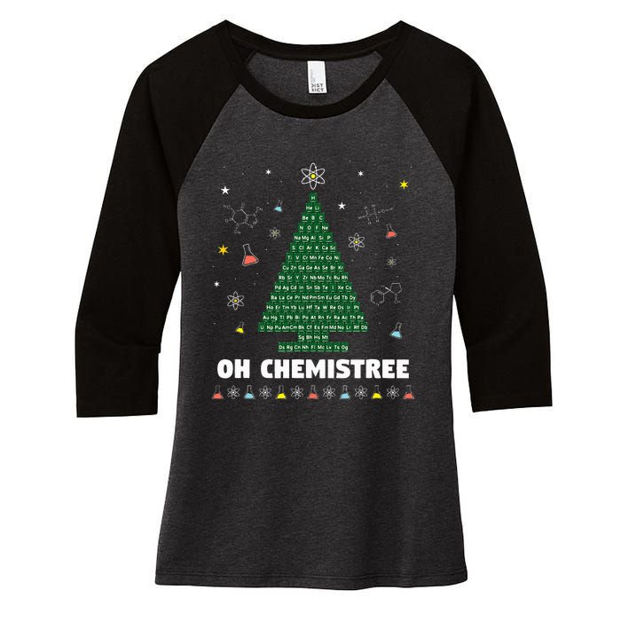 Oh Chemistree Periodic Table Chemistry Christmas Tree Women's Tri-Blend 3/4-Sleeve Raglan Shirt