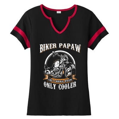 Only Cool Papaw Rides Motorcycles Rider Gift Ladies Halftime Notch Neck Tee