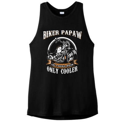 Only Cool Papaw Rides Motorcycles Rider Gift Ladies PosiCharge Tri-Blend Wicking Tank