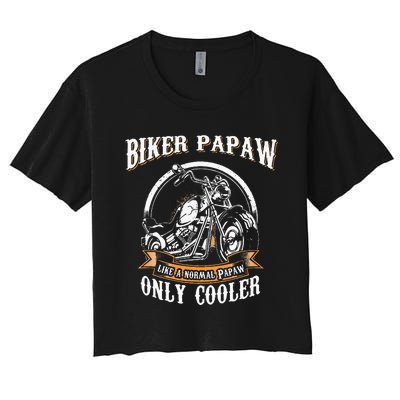 Only Cool Papaw Rides Motorcycles Rider Gift Women's Crop Top Tee