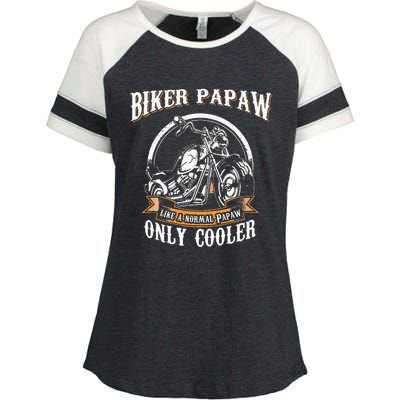 Only Cool Papaw Rides Motorcycles Rider Gift Enza Ladies Jersey Colorblock Tee