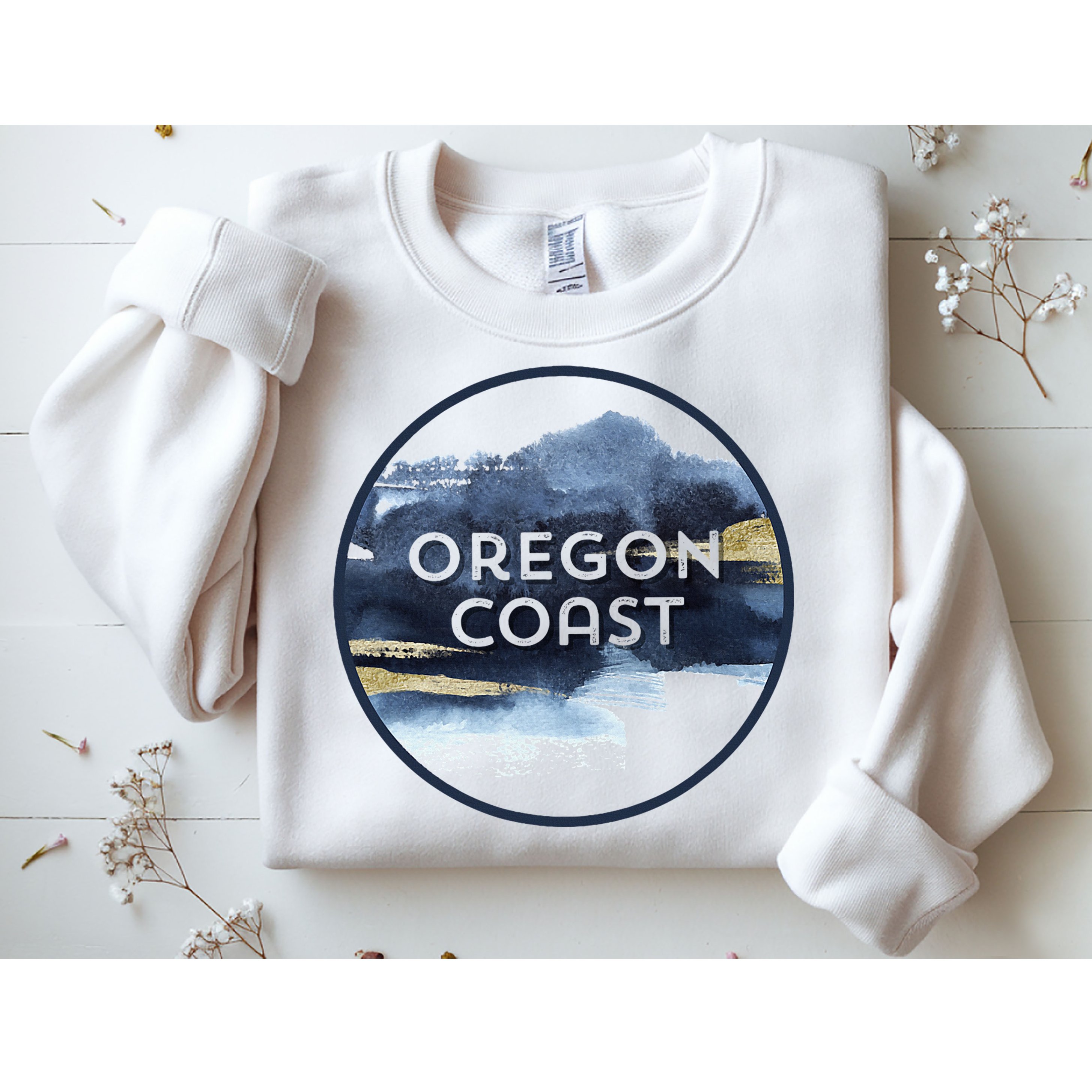 Oregon Coast Pacific Nw Vacation Souvenir Watercolor Design Sweatshirt