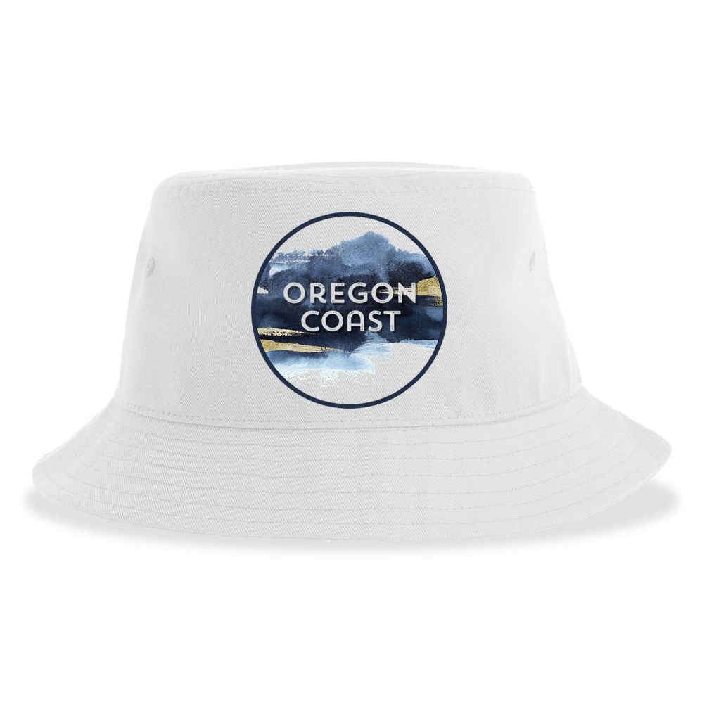 Oregon Coast Pacific Nw Vacation Souvenir Watercolor Design Sustainable Bucket Hat
