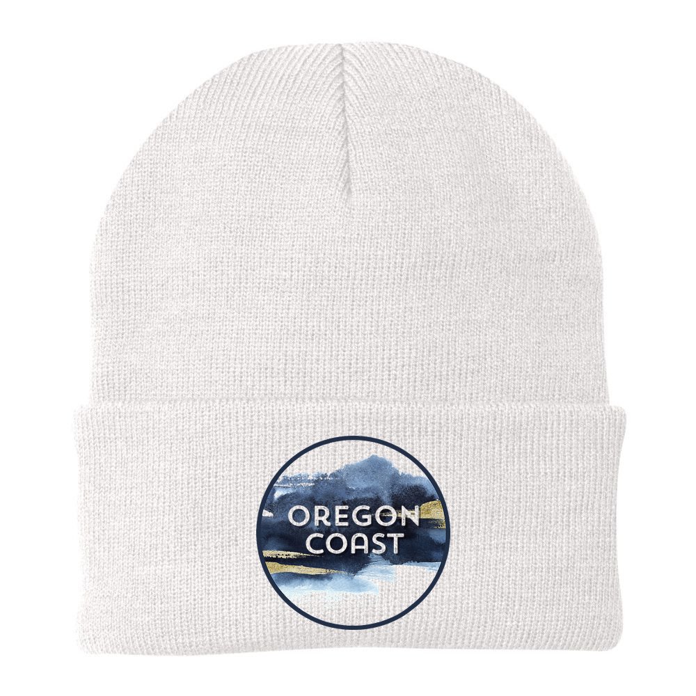 Oregon Coast Pacific Nw Vacation Souvenir Watercolor Design Beanie