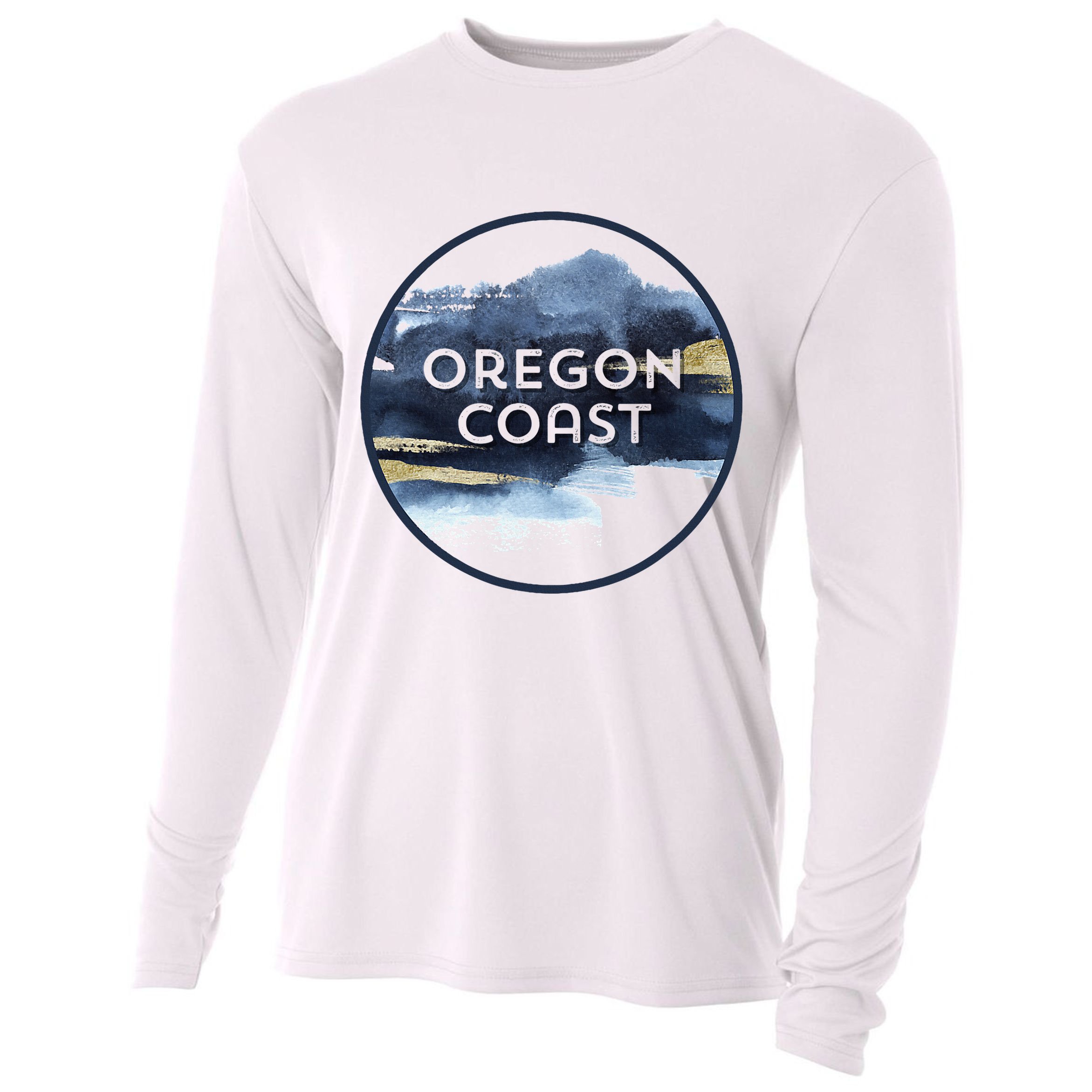 Oregon Coast Pacific Nw Vacation Souvenir Watercolor Design Cooling Performance Long Sleeve Crew