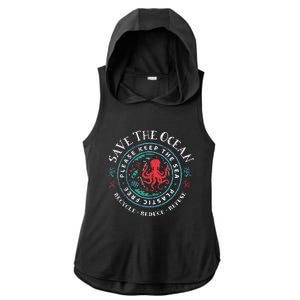 Ocean Conservation Please Keep The Sea Plastic Free Ladies PosiCharge Tri-Blend Wicking Draft Hoodie Tank