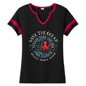 Ocean Conservation Please Keep The Sea Plastic Free Ladies Halftime Notch Neck Tee