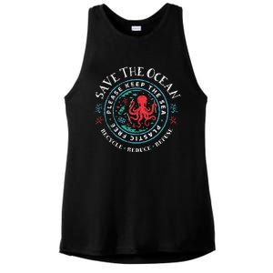 Ocean Conservation Please Keep The Sea Plastic Free Ladies PosiCharge Tri-Blend Wicking Tank