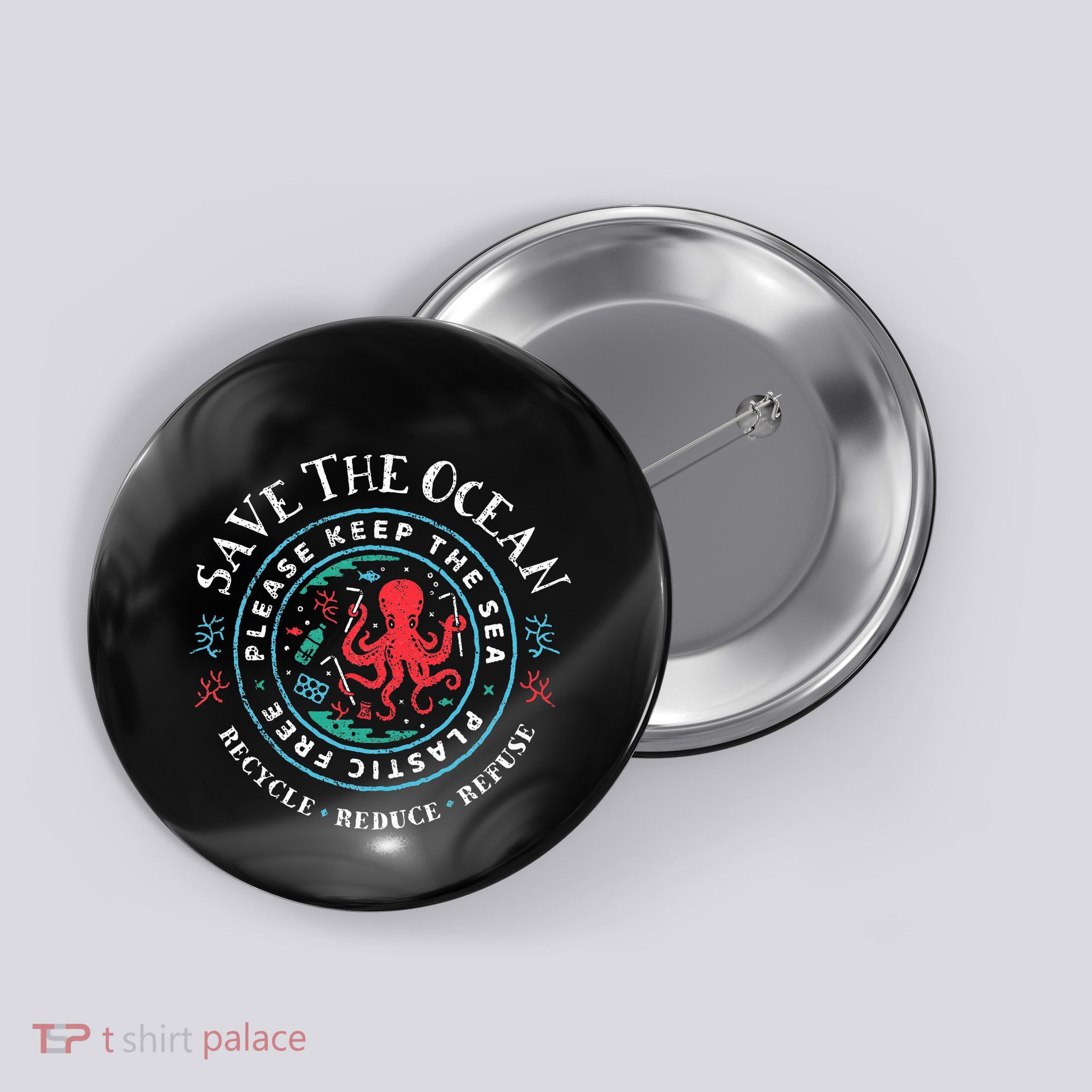 Ocean Conservation Please Keep The Sea Plastic Free Button