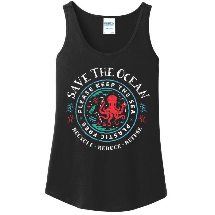 Ocean Conservation Please Keep The Sea Plastic Free Ladies Essential Tank