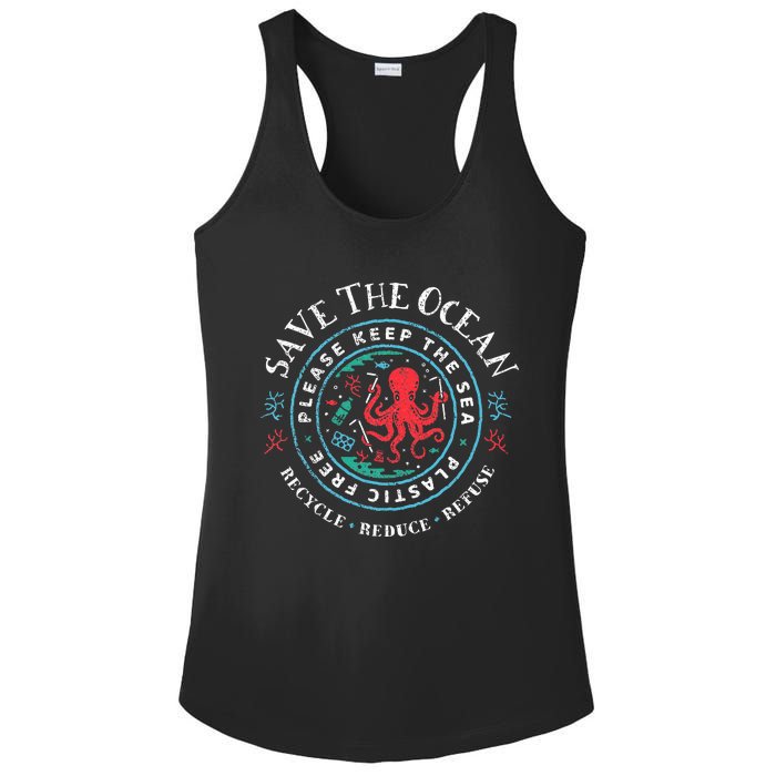 Ocean Conservation Please Keep The Sea Plastic Free Ladies PosiCharge Competitor Racerback Tank