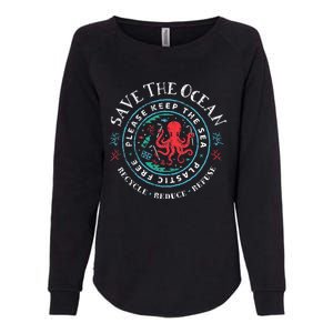 Ocean Conservation Please Keep The Sea Plastic Free Womens California Wash Sweatshirt