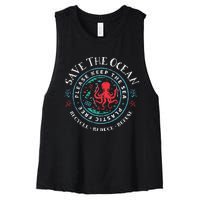 Ocean Conservation Please Keep The Sea Plastic Free Women's Racerback Cropped Tank