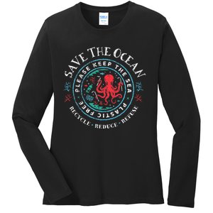 Ocean Conservation Please Keep The Sea Plastic Free Ladies Long Sleeve Shirt