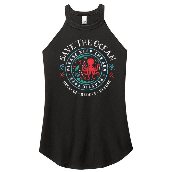 Ocean Conservation Please Keep The Sea Plastic Free Women's Perfect Tri Rocker Tank