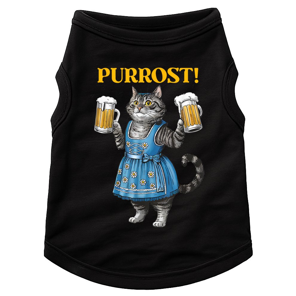Oktoberfest Cheers Prost German Cat Drinking Beer Purrost Doggie Tank