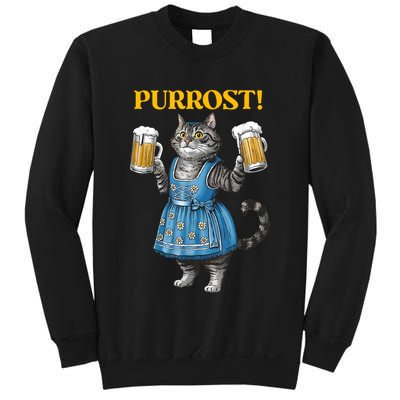 Oktoberfest Cheers Prost German Cat Drinking Beer Purrost Sweatshirt