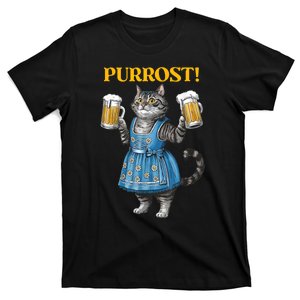 Oktoberfest Cheers Prost German Cat Drinking Beer Purrost T-Shirt