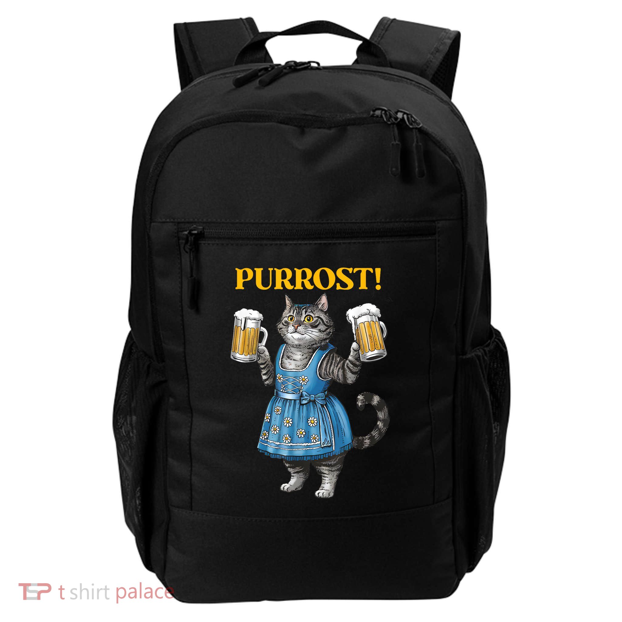 Oktoberfest Cheers Prost German Cat Drinking Beer Purrost Backpack