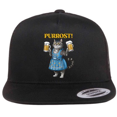 Oktoberfest Cheers Prost German Cat Drinking Beer Purrost Flatbill Hat