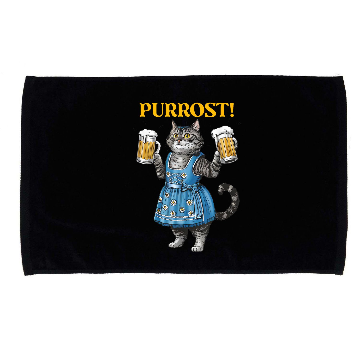 Oktoberfest Cheers Prost German Cat Drinking Beer Purrost Microfiber Hand Towel