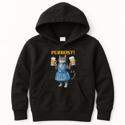Oktoberfest Cheers Prost German Cat Drinking Beer Purrost Kids Hoodie