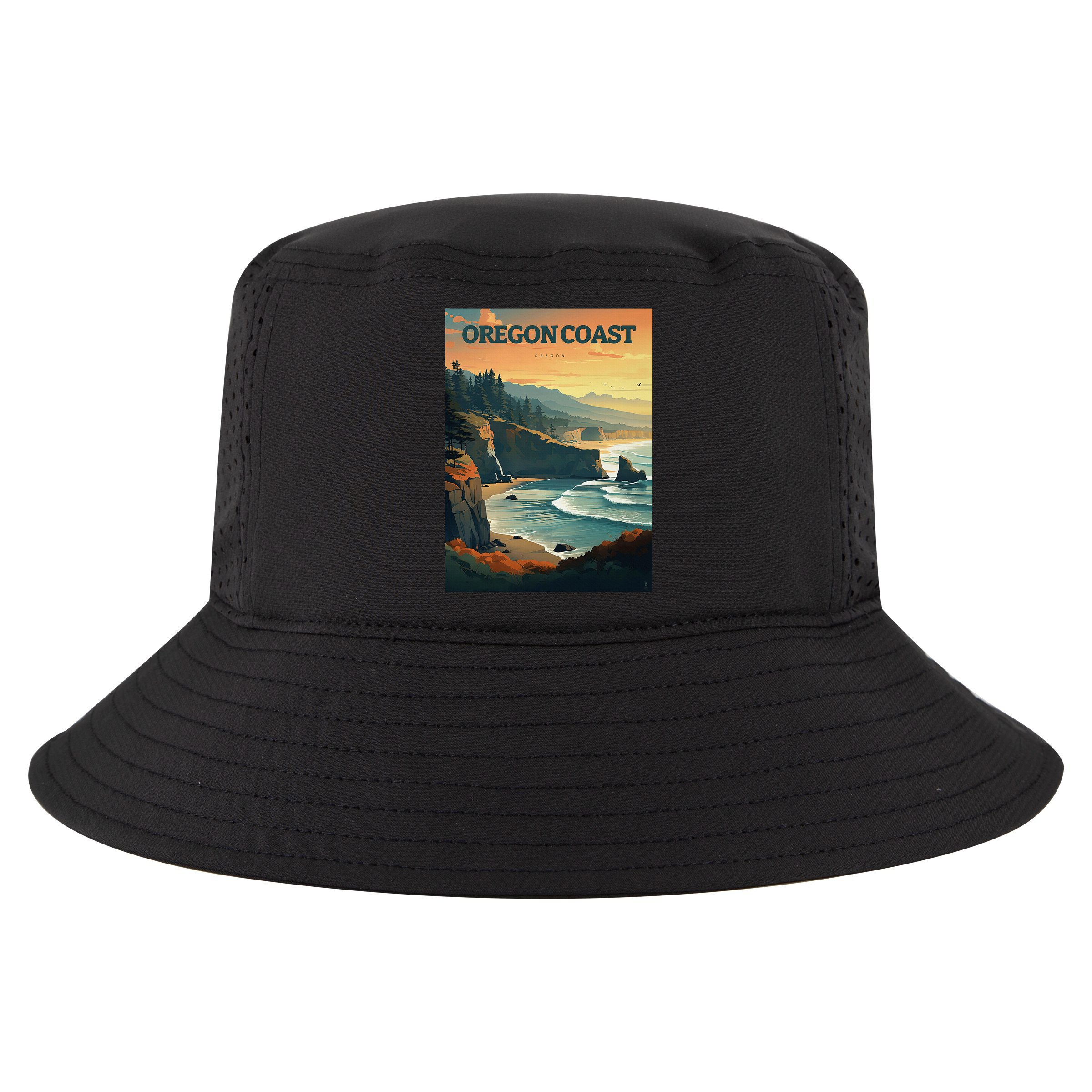 Oregon Coast Pacific Nw Vacation Souvenir Watercolor Design Cool Comfort Performance Bucket Hat