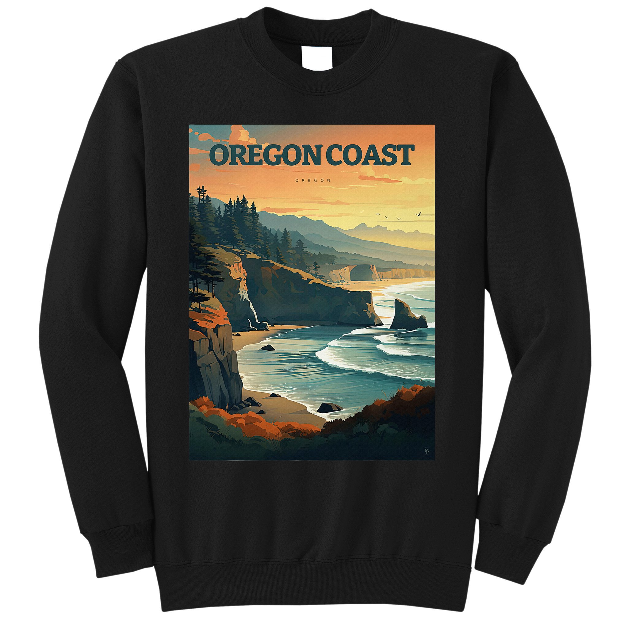 Oregon Coast Pacific Nw Vacation Souvenir Watercolor Design Sweatshirt