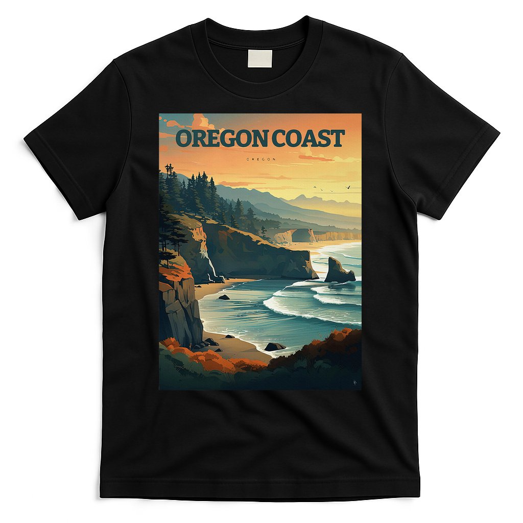 Oregon Coast Pacific Nw Vacation Souvenir Watercolor Design T-Shirt