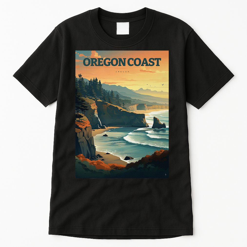 Oregon Coast Pacific Nw Vacation Souvenir Watercolor Design Tall T-Shirt