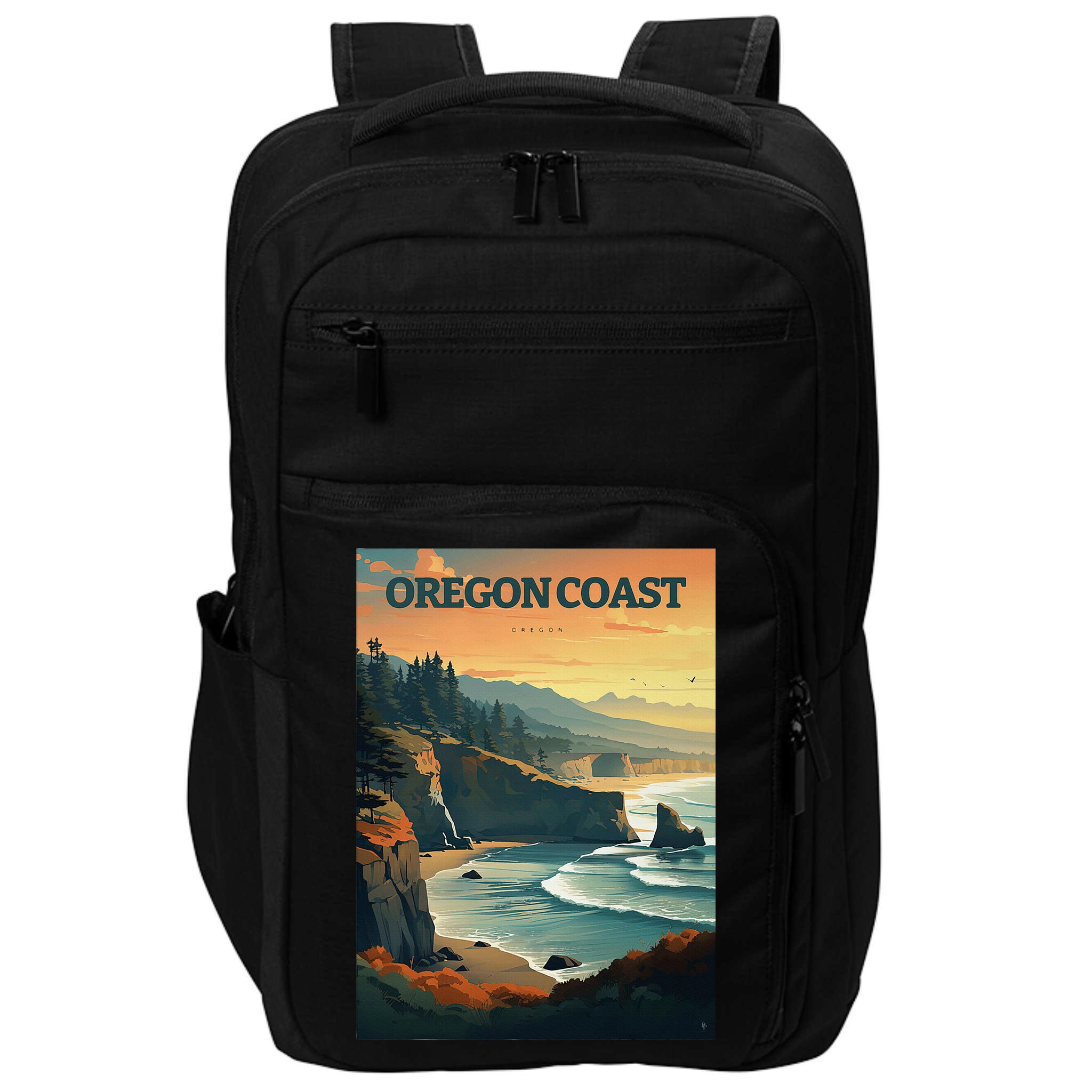 Oregon Coast Pacific Nw Vacation Souvenir Watercolor Design Impact Tech Backpack