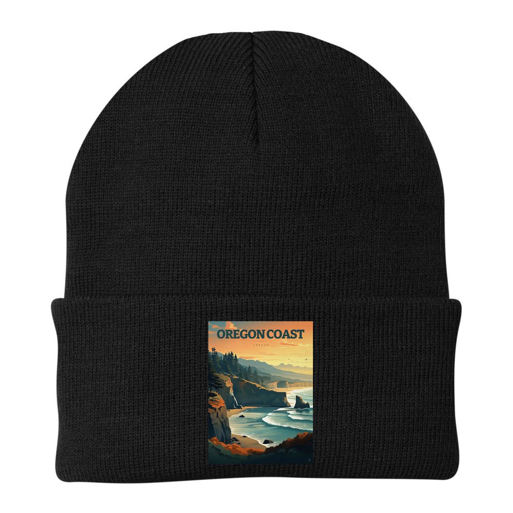 Oregon Coast Pacific Nw Vacation Souvenir Watercolor Design Beanie