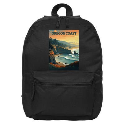 Oregon Coast Pacific Nw Vacation Souvenir Watercolor Design 16 in Basic Backpack