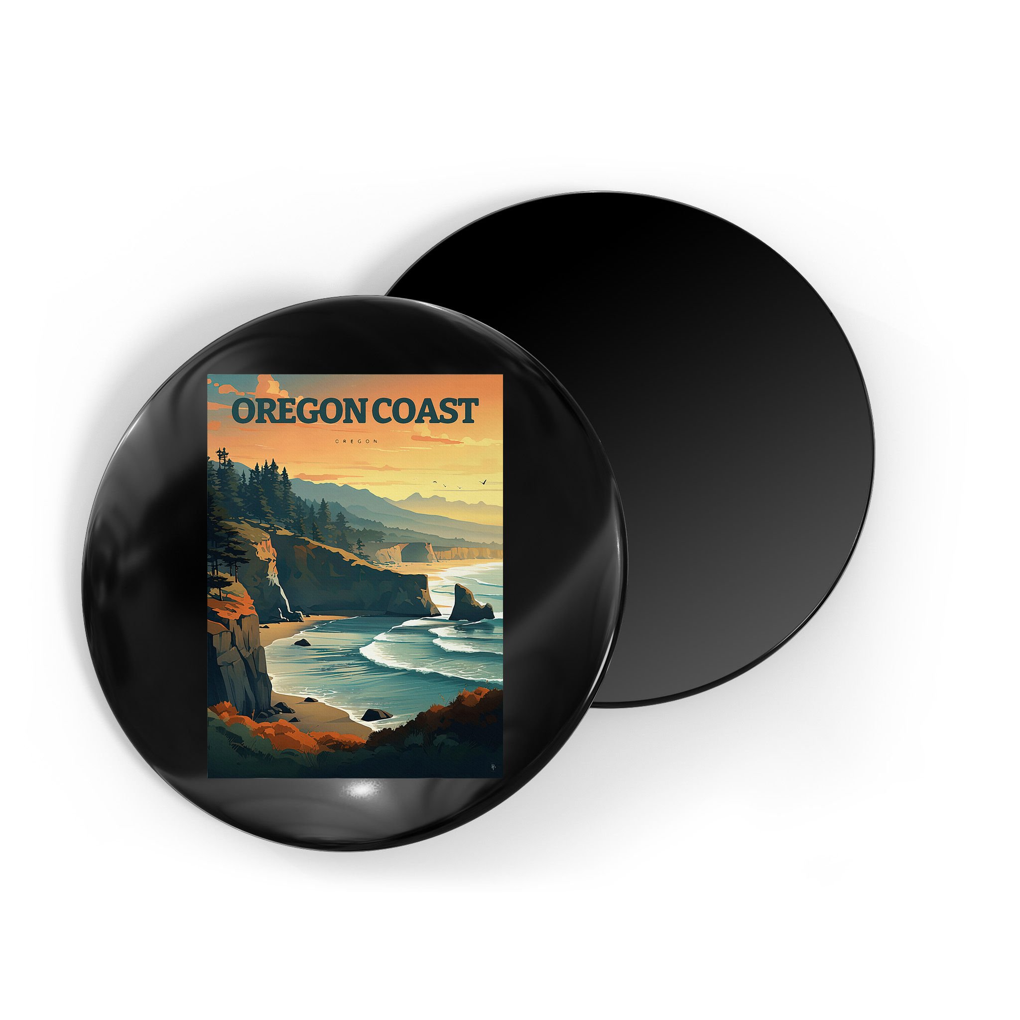 Oregon Coast Pacific Nw Vacation Souvenir Watercolor Design Magnet