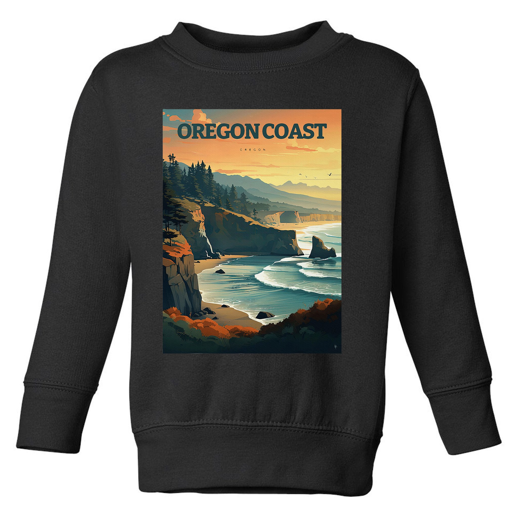 Oregon Coast Pacific Nw Vacation Souvenir Watercolor Design Toddler Sweatshirt