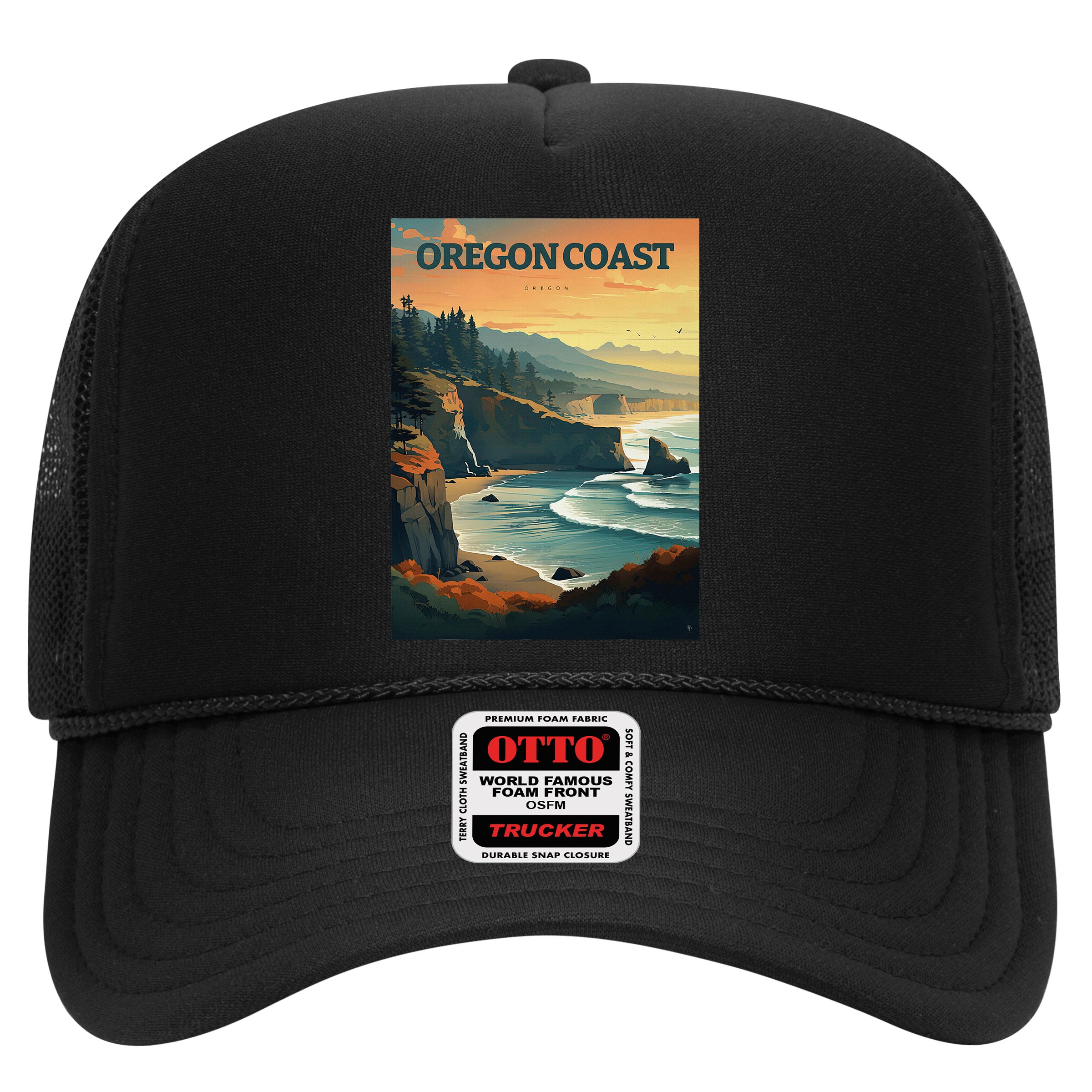 Oregon Coast Pacific Nw Vacation Souvenir Watercolor Design Hat