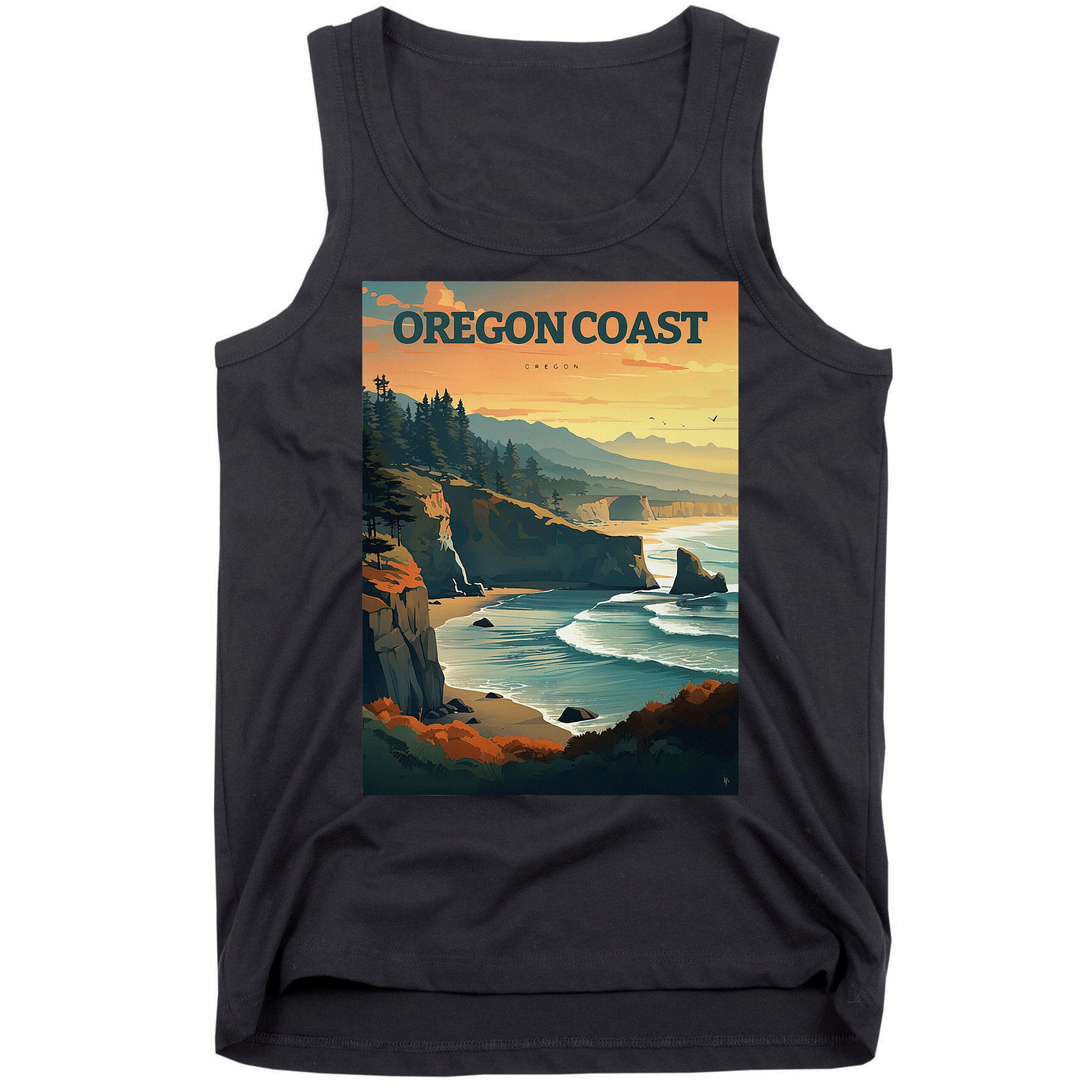 Oregon Coast Pacific Nw Vacation Souvenir Watercolor Design Tank Top