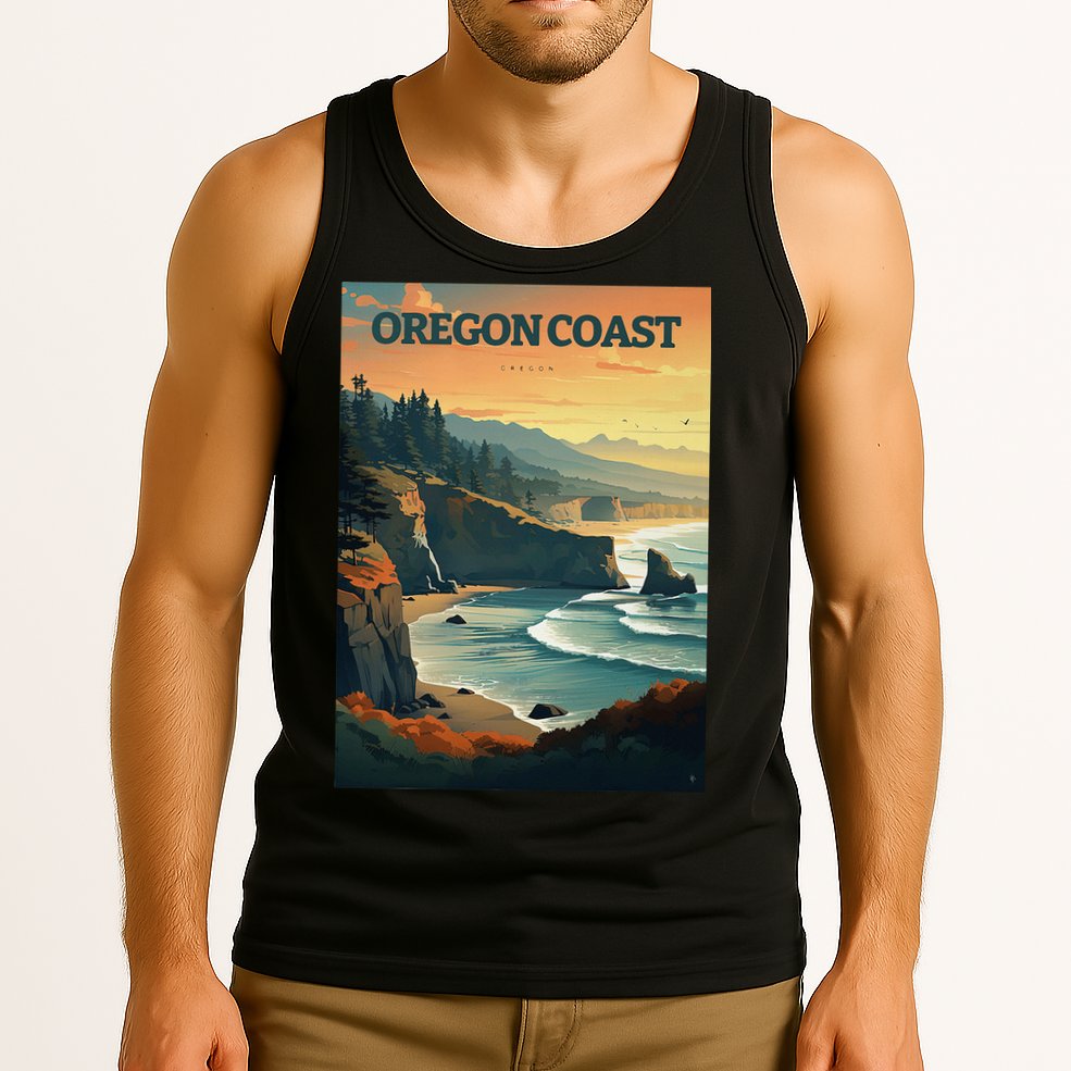 Oregon Coast Pacific Nw Vacation Souvenir Watercolor Design Tank Top