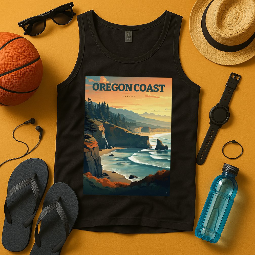 Oregon Coast Pacific Nw Vacation Souvenir Watercolor Design Tank Top