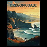 Oregon Coast Pacific Nw Vacation Souvenir Watercolor Design Tank Top